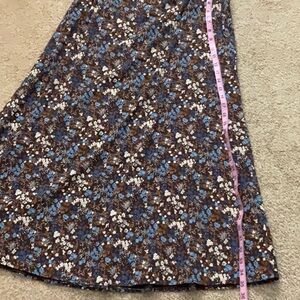 Reformation Floral A-Line Skirt - Brown Cream Blue Yellow